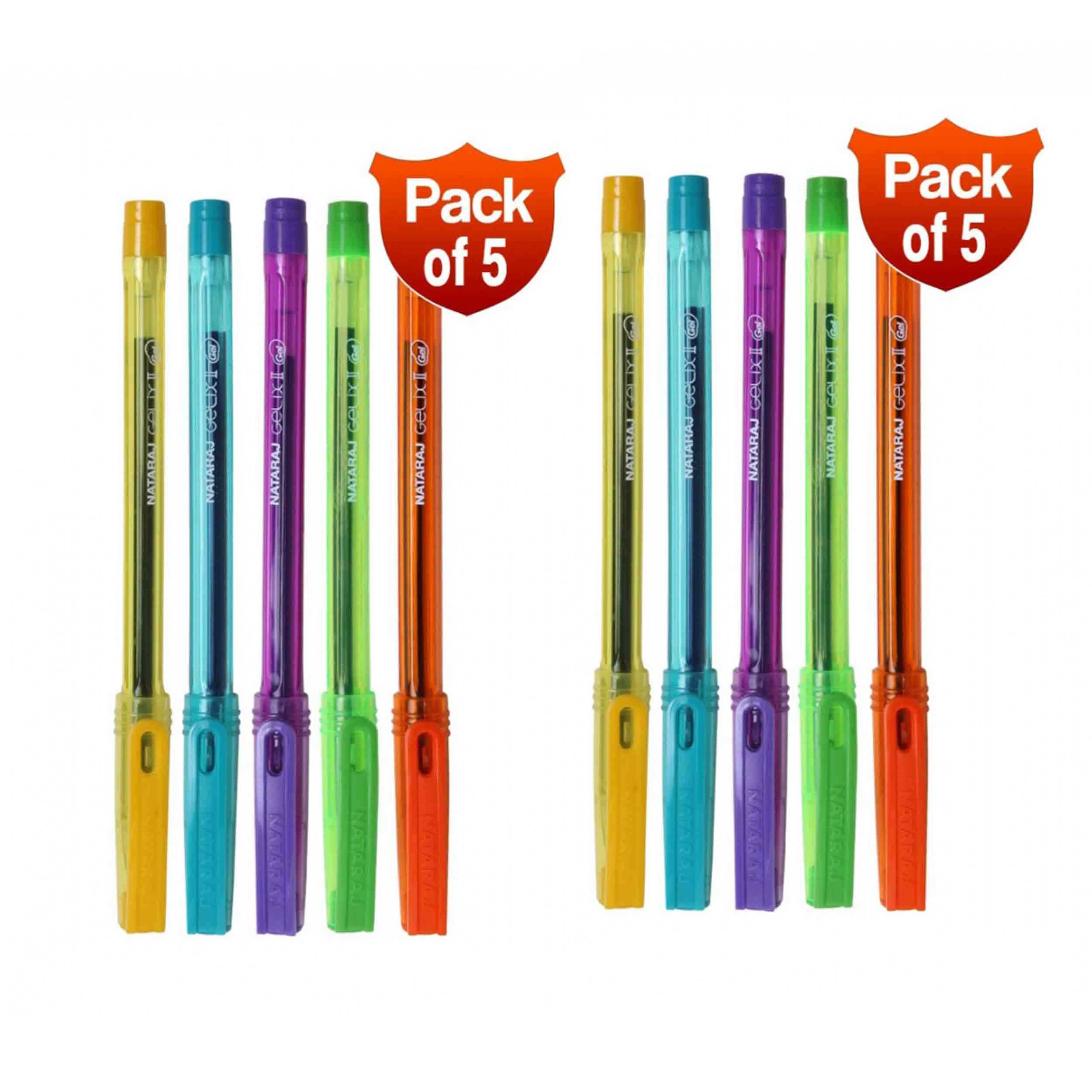 Multicolour Nataraj Gelix Gel Pen (Pack of 5pcs 5x2) Blue